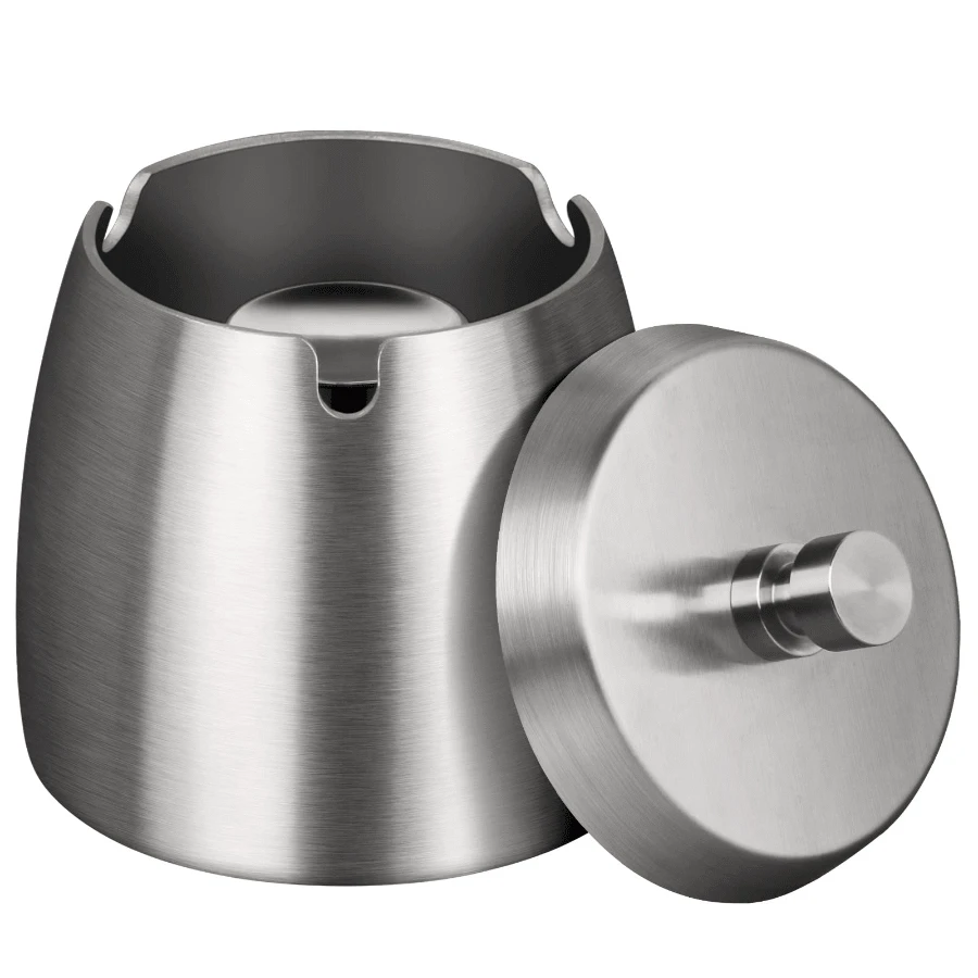 Ashtrays,Outdoor Ashtray With Lid - Ashtray For Outside Patio, Stainless Steel Windproof Smokeless Ash Tray For Balcony, Ashtrays For Smokers Home Office Decoration (Small) - Silver - View 1