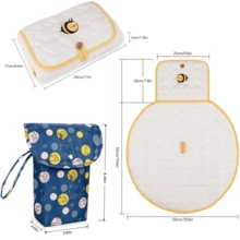 Benxoine 1 Set Baby Diaper Changing Pad, Cute Pattern, Portable Travel Storage Bag, Suitable For Newborn Care - Bee - View 3