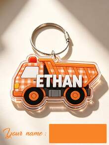 3D Acrylic Keychain Back To School Gift Boys Custom Name Truck Backpack Tag Personalized Vehicle Charm Kids Bag Accessory - Multicolor - View 10