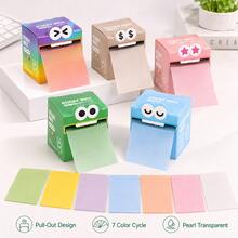 1pc Dopamine Color Transparent Pull-Out Sticky Note Dispenser, Quick-Dry Non-Smudging Easy-Tear Memo Paper, Strong Adhesive Removable Marker Labels, Suitable For Kitchen Functional Stickers, Student Study Plan Supplies, Colorful Index Tabs - View 3