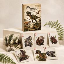 Vintage Dinosaur Theme Playing Cards Set | Exquisite Prehistoric Dinosaur Illustration Cards | Creative Tabletop Game Entertainment Cards | Suitable For Parties, Family Games, Travel Entertainment And Dinosaur Enthusiasts Collection - Multicolor - View 3