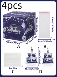 4/1pc Premium Durable Birthday Cash Gift Box, Pull-Out Birthday Card With 30 Clear Bags, Multi-Color Fun Surprise Cash Gift Box Set, Creative Party Decoration Gift, Suitable For Back To School, Party Supplies, Christmas, Halloween - Multiple Styles - View 9