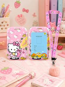SANRIO 1PC Hello Kitty Card Holder With Lanyard, Cute ID Badge Holder Card Case With Neck Strap, Portable Pass Holder For School, Office, Travel & Daily Use - Multicolor - View 4