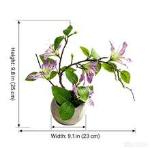 1pc Premium Artificial Clematis Bonsai, Faux Flower Decor, Suitable For Home Bedroom, Aromatherapy Tabletop Arrangement, Living Room Office, Coffee Table Desktop Decoration Display (With Pot) - Mauve Purple - View 10