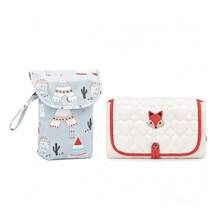 Benxoine 1 Set Baby Diaper Changing Pad, Cute Pattern, With Diaper Storage Bag, Portable Travel Organizer, Suitable For Newborn Care - Fox - View 12
