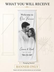 Customized Wedding Welcome Sign, Wedding Fabric Welcome Banner, Boho Bridal Shower Sign, Personalized Name Sign, Minimalist Wedding Decor, Personalized Party Decor, Wedding Reception - Multicolor - View 4