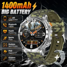 GAWSUG Rugged Smartwatch 1.7" HD 1400mAh Battery LED Flashlight Bluetooth Call Health Monitor IP68 Tactical Watch For Men Women - View 15