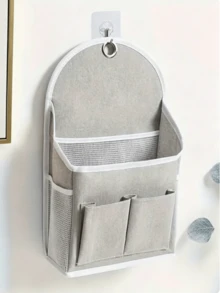 1pc Multi-Pocket Wall Hanging Storage Bag, Space-Saving Fabric Hanging Organizer, Suitable For Bedroom Door, Closet And Bedside Wall, Can Store Phone, Books, Charger, Glasses And Remote Control - Multicolor - View 1