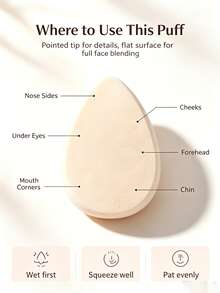 KAI Multi-Shape Makeup Sponge Puff Set, Reusable Soft Makeup Sponges, Square/Rectangular/Teardrop Blending Puffs, Suitable For Foundation, Concealer, Loose Powder Setting, Dry And Wet Use Makeup Tools, Essential Makeup Accessories For Women - Off-white - View 2