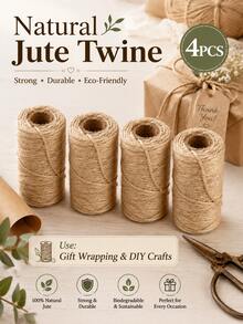 Natural Jute Rope, Vintage Gift Wrapping String, Multi-Purpose DIY Craft Material, Bohemian Country Style Decoration, Practical Party And Holiday Packaging Accessory (1pc) - Multicolor - View 13