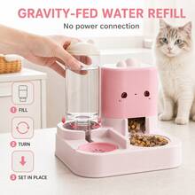 2-In-1 PP Gravity Cat Food Dispenser And Water Bowl, 900ml Water Tank And 2800g Food Hopper, With Independent Bowl And Integrated Base - Automatic Feeder + Water Fountain (2.2L + 1L) - View 6