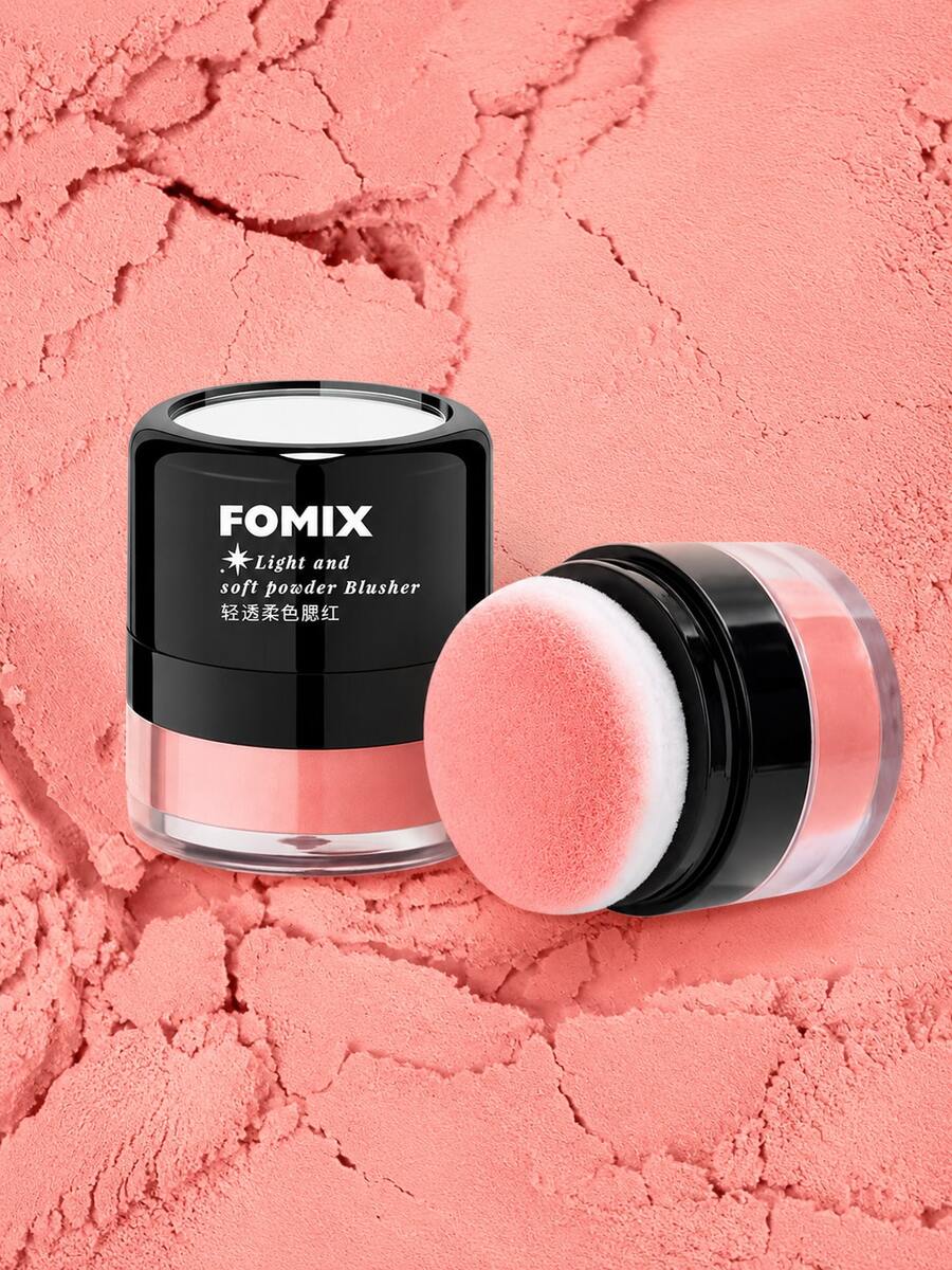 FOMIX Perona pipi bubuk matte lembut dengan bantalan puff terintegrasi, formula ringan dan halus seperti sutra, warna pipi yang mudah dibaurkan dan dilapisi, hasil akhir alami, palet perona pipi portabel yang ramah untuk pemula untuk riasan sehari-hari, pesta, dan hadiah. - Merah koral - View 1