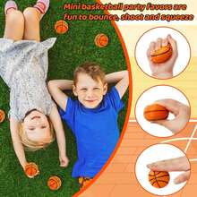 Pelota antiestrés con forma de baloncesto realista, material de PU, juguete fidget, decoración de escritorio - Multicolor - Ver 3