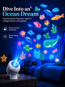 Dynamic Ocean Projection Night Light, LED Decorative Projection Lamp, 360° Rotating Table Lamp, Multi-Angle Projection Light, USB Powered, Indoor Space, Ocean Projection Light, Static/Dynamic Mode, For Bedroom, Game Room, Stage, Photography Scene Decorative Lighting, Easter, Ramadan, Birthday Gift, Halloween, Christmas Gift - Ocean Lights - View 3