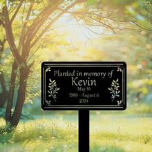 1pc Customizable Metal Memorial Garden Stake, Personalized Name & Date Decor, Metal Garden Sign, Tree Plaque, Tree Garden Sign, Metal Nameplate, Memorial Plaque, Garden Decoration - Black - View 8