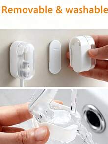 Drill‑Free Wall‑Mounted Toothbrush Holder With Auto‑Close Dustproof Cover, Cute Decorative Toothbrush Storage Rack, Punch‑Free Bathroom Organizer For Vanity Countertop, Simple Dust‑Cover Toothbrush Storage Box For Home Bathroom Dorm Use - Multicolor - View 9