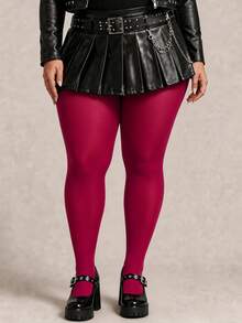 Women's Fuchsia Pink Tights, Solid Color Sheer Pantyhose, Y2K Fashion Stockings For Party Outfits - Watermelon Pink - View 10