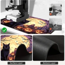1pc Dish Drying Mat, Coffee Machine Mat, Halloween Black Cat Theme Dish Drying Mat, Vintage Moon Night Ghost Pumpkin Pattern, Suitable For Holiday Tabletop Decoration, Vintage Atmosphere Home Decor, Multi-Purpose Drying Mat, Family Gift, Tabletop Decoration - XYLSD-998 - View 9
