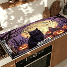 1pc Dish Drying Mat, Coffee Machine Mat, Halloween Black Cat Theme Dish Drying Mat, Vintage Moon Night Ghost Pumpkin Pattern, Suitable For Holiday Tabletop Decoration, Vintage Atmosphere Home Decor, Multi-Purpose Drying Mat, Family Gift, Tabletop Decoration - XYLSD-998 - View 15