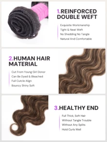 MEGALOOK 1 Bundle Balayage Highlight Body Wave 10A Brazilian Human Hair Bundles 100% Unprocessed Human Hair Soft & No Tangle Extensions Natural Looking - Multicolor - View 7