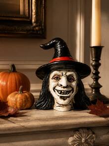 1pc 2.17 Inch Halloween Witch Head Statue, Vintage Evil Witch Face ...