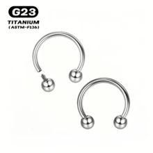 2Pcs G23 Titanium 16G Septum Rings For Women Men Horseshoe Barbell Piercing Jewelry For Nose Tragus Eyebrow Helix Daith - Silver - View 1