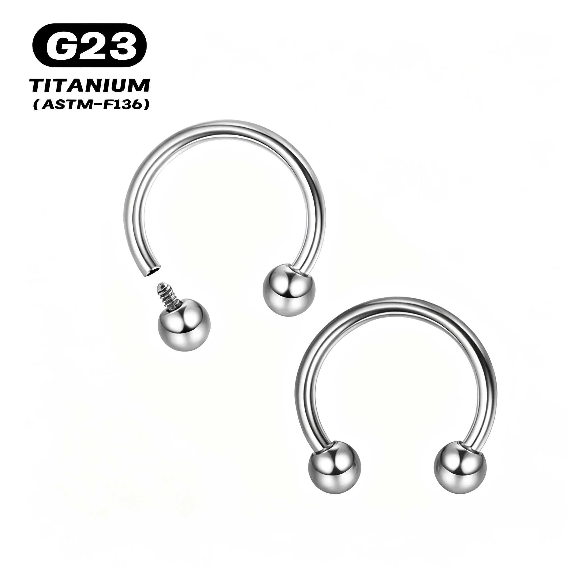 2Pcs G23 Titanium 16G Septum Rings For Women Men Horseshoe Barbell Piercing Jewelry For Nose Tragus Eyebrow Helix Daith - Silver - View 1