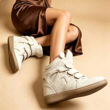 ISA 2026 nuevas zapatillas, zapatos casuales de mujer estilo vintage con punta redonda. Con tacón oculto para mayor altura. - Blanco - Ver 1
