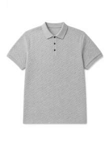 Lookun Men's Polo Shirt, Polo Collar, Short Sleeve, Knitted, Loose Fit, Casual, Spring/Summer - Grey - View 6