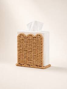 1pc Handwoven Wicker Tissue Box Cover With Removable Lid, Large Dustproof Facial Tissue And Napkin Holder, Boho Farmhouse Decor For Living Room, Bathroom, Bedroom, Kitchen, Office And Dining Table - Multicolor - View 13