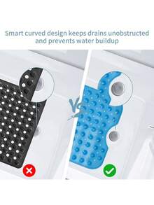 1pc Extra Long Non-Slip Bathtub Mat With Drainage Holes And Suction Cups, Soft Foot Feel, Machine Washable, Bathroom Shower Mat, Suitable For Home, Hotel And Car Travel, Multiple Colors Available - Multicolor - View 4