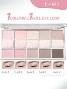 Palet Eyeshadow Eunarz 15 Warna, Palet Makeup All-In-One Matte Shimmer Metallic Berpigmen Tinggi, Cocok untuk Siang dan Malam, Tahan Lama dan Tidak Mudah Luntur - #PA131 PALET ALMOND MERAH MUDA - View 7
