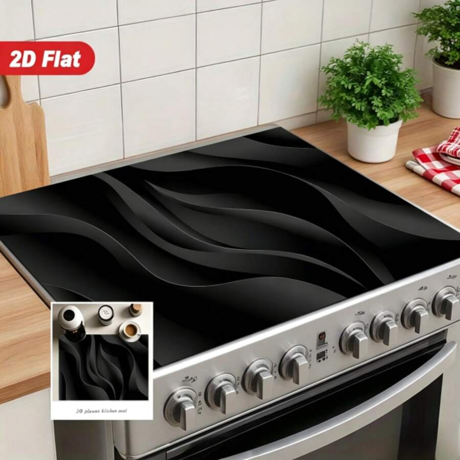 1pc 2D Design Printed Rubber Oven Top Mat - Non-Slip, Heat-Resistant, Scratch-Resistant, Washable Design, For Glass Ovens, Toasters, Washing Machines, And Dryers, For Home Decor