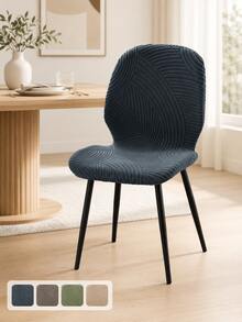 1pc Solid Color Stretch Dining Chair Cover, Nordic Curved Backrest Chair Slipcover Suitable For Kitchen, Wedding, Party - Dark Grey - View 2