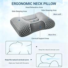 Contour Pillow,Bed Pillow,Neck Support Pillow,Ergonomic Contour Design For Side, Back & Stomach Sleepers – Breathable, Washable Covers, Ergonomic Cervical Pillow For Neck Support, Ultra Comfort Neck Support Pillow For Cozy Sleeping - Grey - View 3