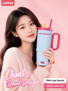 REMAX 750ML 304 Stainless Steel Travel Mug, Fashionable Portable Leak-Proof Reusable Water Bottle - Baby Blue - View 4