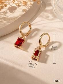 Rhinestone Decor Drop Earrings - Red - View 2