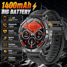 GAWSUG Rugged Smartwatch 1.7" HD 1400mAh Battery LED Flashlight Bluetooth Call Health Monitor IP68 Tactical Watch For Men Women - View 18