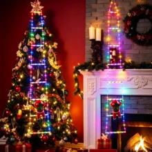 1pc USB Powered Christmas Decorative Ladder Light String, Climbing Ladder Glowing Santa Claus, 8 Color Light Modes, Suitable For Home, Garden, Christmas Tree And Other Scenes, Showcasing Holiday Charm - USB - View 3