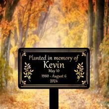 1pc Customizable Metal Memorial Garden Stake, Personalized Name & Date Decor, Metal Garden Sign, Tree Plaque, Tree Garden Sign, Metal Nameplate, Memorial Plaque, Garden Decoration - Black - View 6