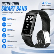 GAWSUG Gelang Pintar Ultra Tipis 4,7mm Pelacak Kebugaran Pria Wanita Baterai 15 Hari Monitor Detak Jantung SpO2 Tidur Layar Sentuh Gelang Hadiah - View 7