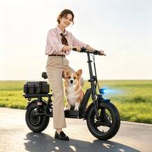 ASKGO 750W Folding Electric Scooter For Adults With Rear Basket & Seat, High Speed Off-Road/Urban Commuting E-Scooter, Shock Absorbing Comfort Driveway Motor Scooter, Backlit Display, Portable Cargo Grocery Scooter - Black - View 7
