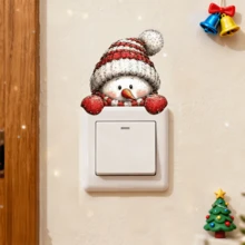 1pc Christmas Light Switch Wall Sticker, Probe Snowman Reindeer Bear Fairy Self-Adhesive Switch Sticker, Removable Vinyl Art Mural Decoration, Suitable For Bedroom And Living Room Christmas Decorations. - Multicolor - View 11