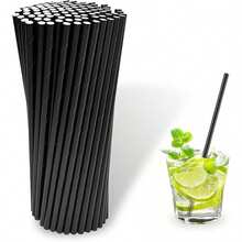 10/25/50/100pcs Disposable Black Paper Straws, Candy Stirrers, Suitable For Cocktails, Birthdays, BBQs, Events And Celebrations - View 3