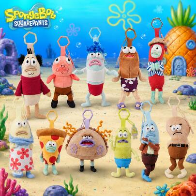 SpongeBob SquarePants 1pc SquarePants Passerby Fish Series Plush Pendant, Funny Cartoon Classic Backpack Decoration, Key Chain, Anime Merchandise, Collectible Figurine, Student Accessory, Creative Gift