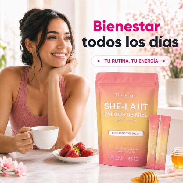 ToyoCare Palitos de Miel con Shilajit del Himalaya, Shatavari, Azafrán y Miel, Sabor Fresa, 20 Sticks Individuales, Suplemento Alimenticio con Ingredientes Tradicionales, Ideal para Mujeres, Apoya el Bienestar Femenino y Revitaliza tu Rutina Diaria