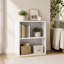 2 Tier Open Bookshelf, Adjustable Shelf Low Bookcase, 2-Cube Storage Cabinet For Living Room, Study & Office, White - A - View 2