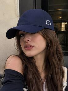 1pc Cute Cat Embroidered Baseball Cap, Adjustable Curved Brim Dad Hat, Lightweight All-Season Wear, Suitable For Travel, Sports And Daily Use - A - View 3