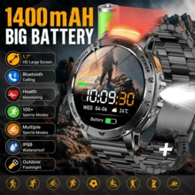 GAWSUG 1400mAh Rugged Smart Watch Military Tactical IPX8 Waterproof Bluetooth Call Flashlight Fitness Tracker Men Women Gift - View 1