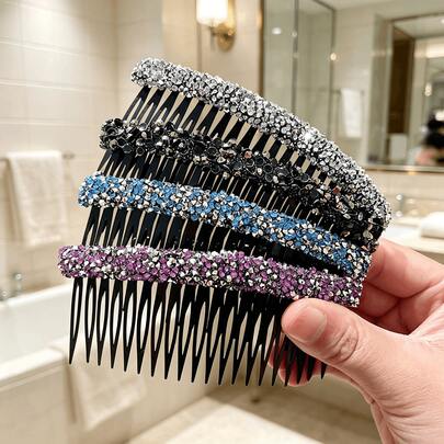 4pcs Shiny Rhinestone Hair Clips, Full Crystal Embellished Hair Accessories, Fashion Side Hair Clips, Suitable For Daily Wear, Back To School, College Dorm Decor, Women's Gift, Perfect For Halloween, Christmas Party, Date And Evening Occasions